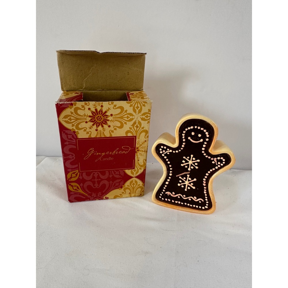 Gingerbread Candle Christmas Holiday Decoration With Box Cute